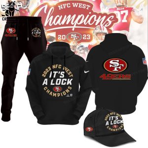 San Francisco 49ers 2023 NFC West Division Champions Nike Logo Black Design Hoodie Longpant Cap Set
