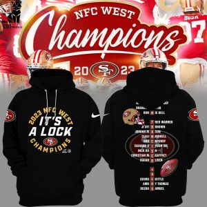 San Francisco 49ers NFC West Champions 2023 Black Nike Logo Design Hoodie Longpant Cap Set