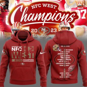 San Francisco 49ers NFC West Champions 2023 Nike Logo Red Design Hoodie Longpant Cap Set