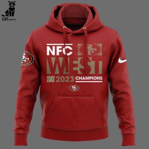 San Francisco 49ers NFC West Champions 2023 Nike Logo Red Design Hoodie Longpant Cap Set