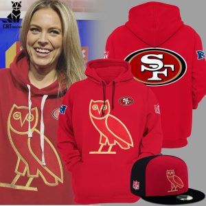 San Francisco 49ers Owl Red Design Hoodie Longpant Cap Set