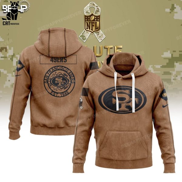 San Francisco 49ers Salute To Service Combo Brown Design Hoodie Longpant Cap Set