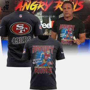 SF 49ers Angry Runs Christian Mccaffrey Nike Logo Black Design 3D T-Shirt