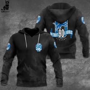 Detroit Lions To Celebrate 90th Season Black Mascot Design 3D Hoodie