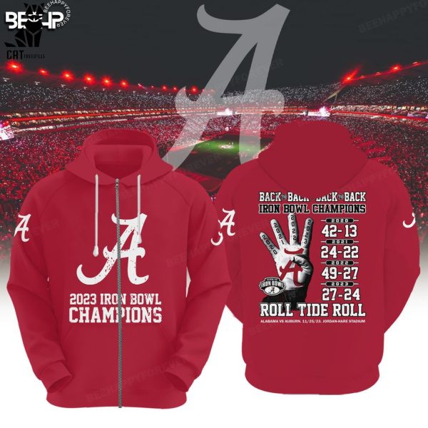 2023 Iron Bowl Alabama Crimson Tide Champions Red Logo Design 3D Hoodie