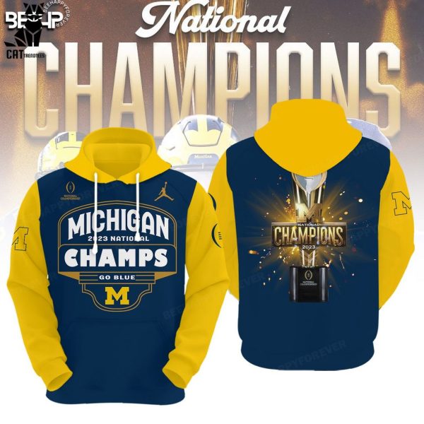 Michigan 2023 National Champions Wolverines 23 24 Blue Michigan Blue Design 3D Hoodie