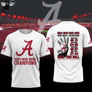 2023 Iron Bowl Alabama Crimson Tide Champions White Logo Design 3D Hoodie