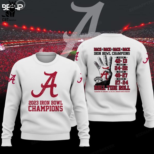 2023 Iron Bowl Alabama Crimson Tide Champions White Logo Design 3D Hoodie