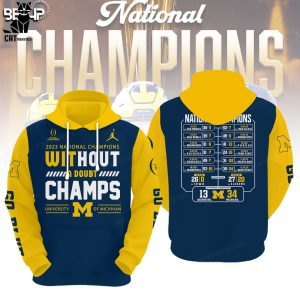 2023 National Champions Michigan Wolverines 23 24 Blue Yellow Design 3D Hoodie
