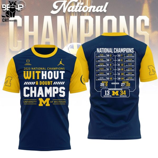 2023 National Champions Michigan Wolverines 23 24 Blue Yellow Design 3D Hoodie