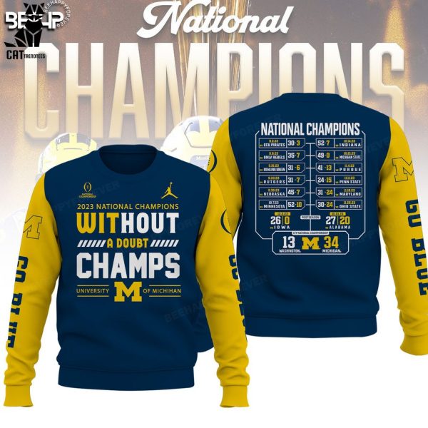 2023 National Champions Michigan Wolverines 23 24 Blue Yellow Design 3D Hoodie