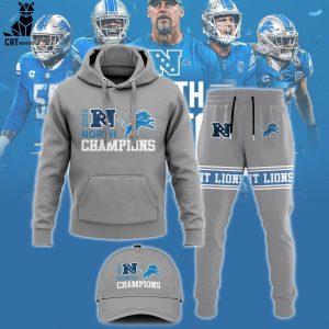 2023 NFC North Champions Detroit Lions Nike Gray Design Hoodie Longpant Cap Set