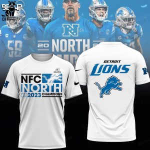 2023 NFC North Division Champions Detroit Lions Mascot White Design 3D Hoodie