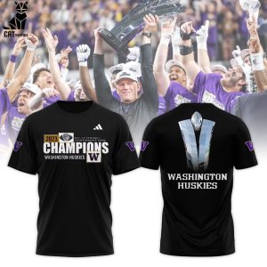 2023 Pac-12 Football Championship Game Washington Huskies Black Design Nike Logo 3D T-Shirt