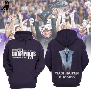 2023 Pac-12 Football Championship Game Washington Huskies Design Black 3D Hoodie