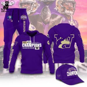 2023 Pac-12 Football Conference Champions Washington Huskies Full Purple Design Hoodie Longpant Cap Set