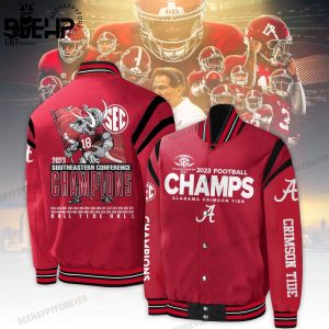 2023 SEC Football Conference Alabama Crimson Tide Champions Logo Red Design Baseball Jacket