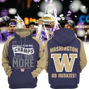 2024 Allstate Sugar Bowl Champs Just Won More Washington Huskies Purple Design Adidas Logo 3D Hoodie