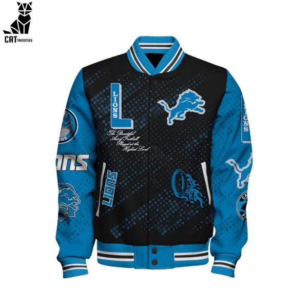 2024 Detroit Lions Mascot Blue Design Baseball Jacket