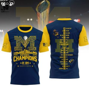 2024 January National Champions Michigan Wolverines 23 24  Blue Design 3D Hoodie