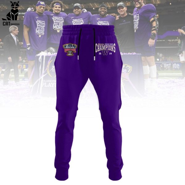 2024 Sugar Bowl Champions Just Won More Washington Huskies Purple Design Hoodie Longpant Cap Set