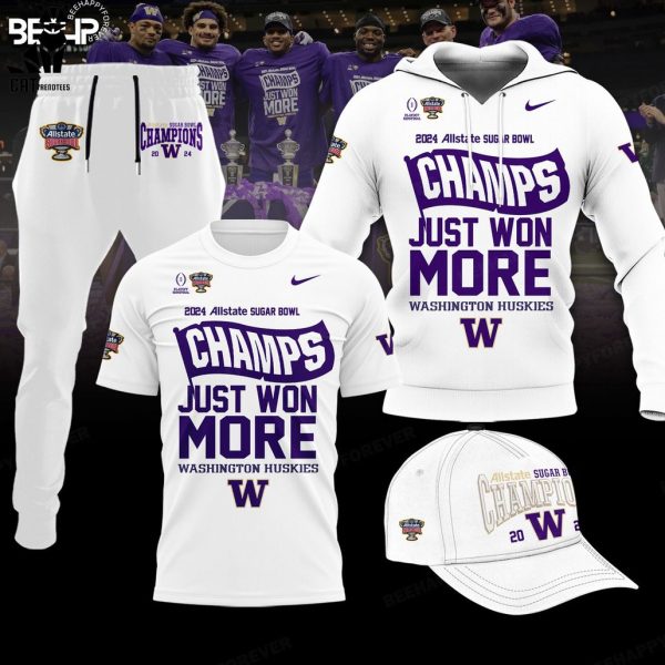 2024 Sugar Bowl Champions Just Won More Washington Huskies White Design Hoodie Longpant Cap Set