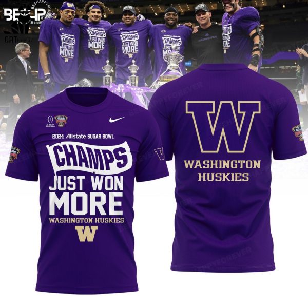 2024 Sugar Bowl Champions Just Won More Washington Huskies Purple Nike Logo Design 3D Hoodie