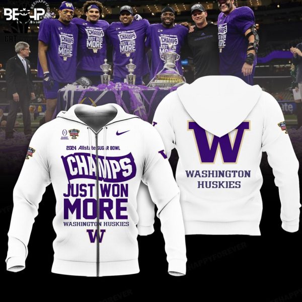 2024 Sugar Bowl Champions Just Won More Washington Huskies White Design Nike Logo 3D Hoodie