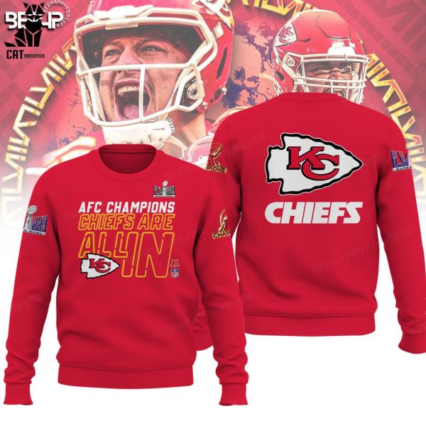 AFC Champions Chiefs Are All In Kansas City Chiefs Red Design 3D Hoodie