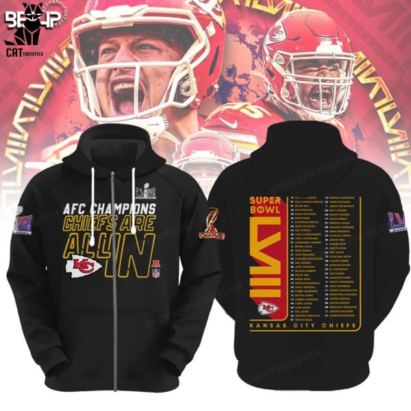 AFC Champions Kansas City Chiefs All In Logo Black Hoodie