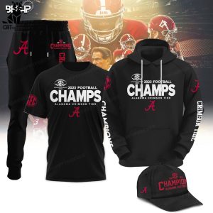 Alabama Crimson Tide 2023 SEC Football Conference Champions Black Logo Design Hoodie Longpant Cap Set