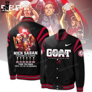 Alabama Crimson Tide Goat Nick Saban Coach Nike Logo Black Design Baseball Jacket