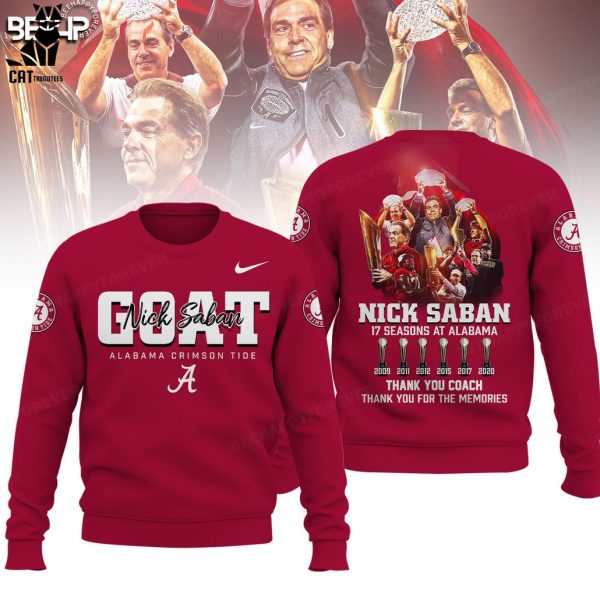 Alabama Crimson Tide Nick Saban Goat Nike Logo Red Design 3D Hoodie