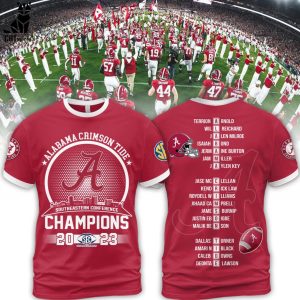 Alabama Crimson Tide Southeastern Conference 2023 SEC Football Conference Champions Red Logo Design 3D Hoodie