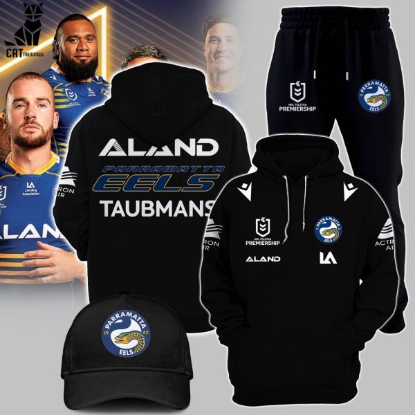 Aland Parramatta Eels Taubmans Black Design 3D Hoodie Longpant Cap Set