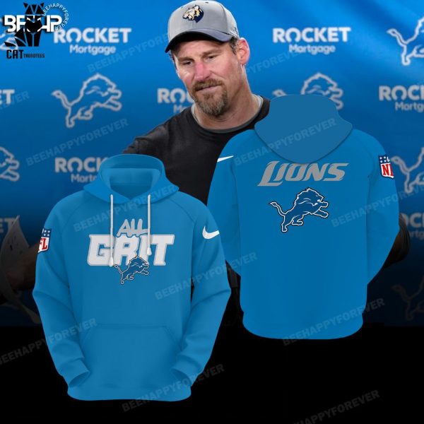 All Grit NFL Logo Blue Detroit Lions 3D Hoodie
