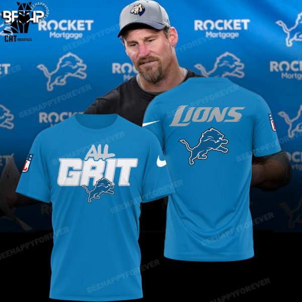 All Grit NFL Logo Blue Detroit Lions 3D Hoodie