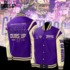 Allstates Sugar Bowl Champions Washington Huskies 2024 Purple Design Baseball Jacket