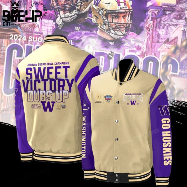 Allstates Sugar Bowl Champions Washington Huskies 2024 Purple Design Baseball Jacket