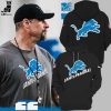 Coach Dan Campbell NFL Detroit Lions Black Design 3D Hoodie Longpant Cap Set
