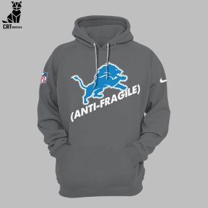 Anti Fragile Detroit Lions NFL Logo Gray Design 3D Hoodie