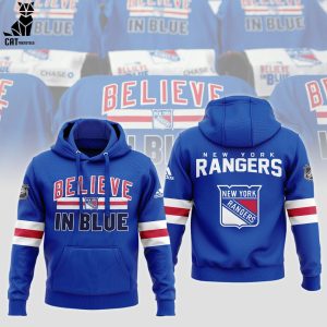 Believe In Blue New York Rangers NFL Logo Design 3D Hoodie