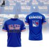 Rangers Hockey New York Black Design 3D T-Shirt