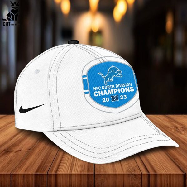 Detroit Lions 2023 NFC North Division Champions White Nike Logo Hoodie Longpant Cap Set
