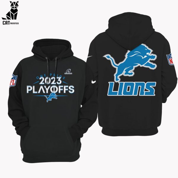 Detroit Lions 2023 NFL Playoffs Black Design 3D Hoodie