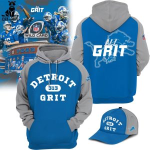 Detroit Lions 313 Grit NFL Blue Design 3D Hoodie