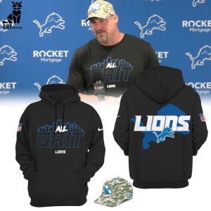 Detroit Lions Coach Dan Campbell All Grit Black Logo Design 3D Hoodie