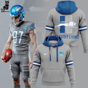 Detroit Lions Limited Edition Throwback Gray NFL Logo Design 3D Hoodie Longpant Cap Set