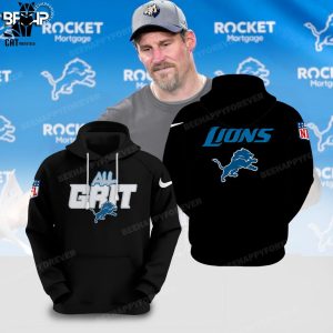 Detroit Lions NFL Logo Full Black Design 3D Hoodie