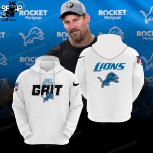 Grit Detroit Lions NFL Logo Full White Design 3D Hoodie